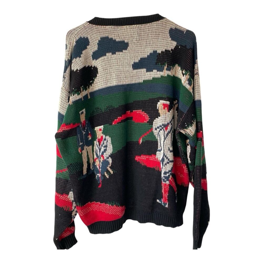 Vintage Mens Dominic & Maria Golf Theme V-Neck Cotton Sweater size large Green - Picture 2 of 6
